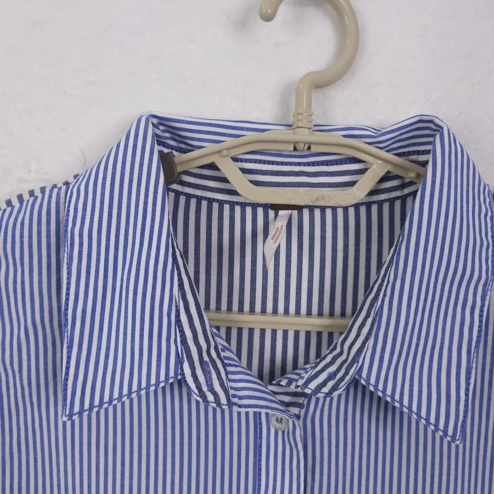 Free People Top Tunic Size Large Striped Oversized Button Up Relaxed Minimalist - Picture 11 of 16